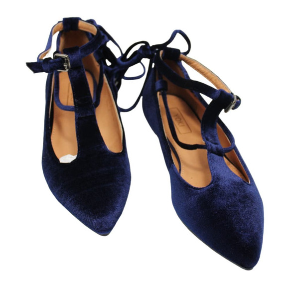 Yoki size 6.5 Blue Velour Ankle Wrap Urban Flat Ballet Dress Shoes ~ RETAIL $28 - Picture 3 of 8